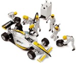 Scalextric C8302 Pit Team "B" - 2 Fuel & 6 Wheel Men silver with yellow helmets.