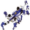 Scalextric C8303 Pit Team "A" - 3 Jack & 6 Wheel Men Painted blue with white helmets.
