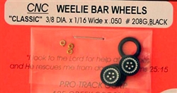 Pro-Track PT208GBLK Wheelie Bar Wheels 3/8" CLASSIC 0.050" Axle BLACK