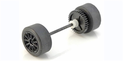 Scalextric Rear wheels, tires, bushings, gear & axle assembly for Scalextric Bentley's C3714, C3845, C3846
