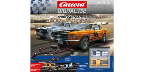 Carrera Digital 132 Ford Fastbacks Slot Car Race Set featuring Two