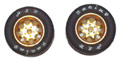H&R Racing HR1113 27x12mm 1/24 NASCAR Wheels - GOLD with RUBBER Tire