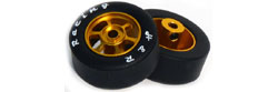 H&R Racing HR1360 27 x 12mm SILICONE Tires GOLD Hubs