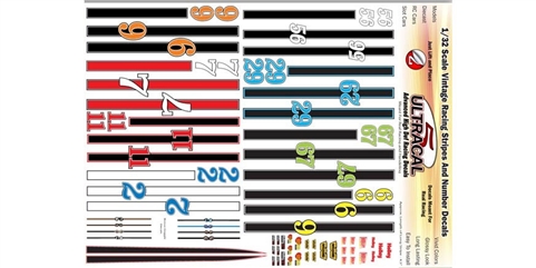 Ultracal 3321 Vintage Racing Stripes and Number Decals 1/32 from Naperville 
