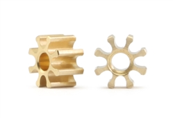 MRSLOTCAR MR4008R Pinion Gear(2)-Brass 8Tx4.5mm-1.5mm Hole-2.6mm Wide-Fits Inline and Sidewinder