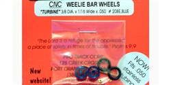 Pro-Track PT208E Wheelie Bar Wheels 3/8" TURBINE 0.050" Axle BLUE