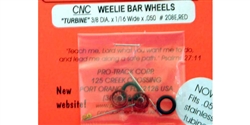 Pro-Track PT208R Wheelie Bar Wheels 3/8" TURBINE 0.050" Axle RED
