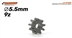 SCALEAUTO SC-1092E55 Ergal Pinion  9 Tooth For 2mm Axel. �5,5mm