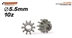 SCALEAUTO SC-1130B55 Steel Pinions 10 Tooth for 2mm motor shaft O.D. 5.5mm