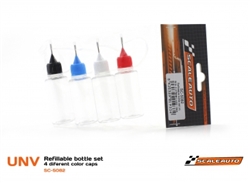 SCALEAUTO SC-5082 Scaleauto Refillable plastic bottles with color-coded tops - 4 Pcs.