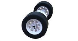 Scalextric Rear wheels, tires, bushings, gear & axle assembly for Scalextric Javelin