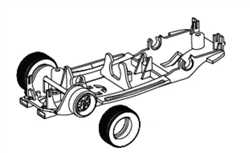 Scalextric W16023 Underpan, Magnet, and Front Wheel Assembly SHELBY COBRA
