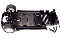 Scalextric W8697 Chassis assembly with mounting screws and front axle assembly for C2484 & C2485 Mini Cooper
